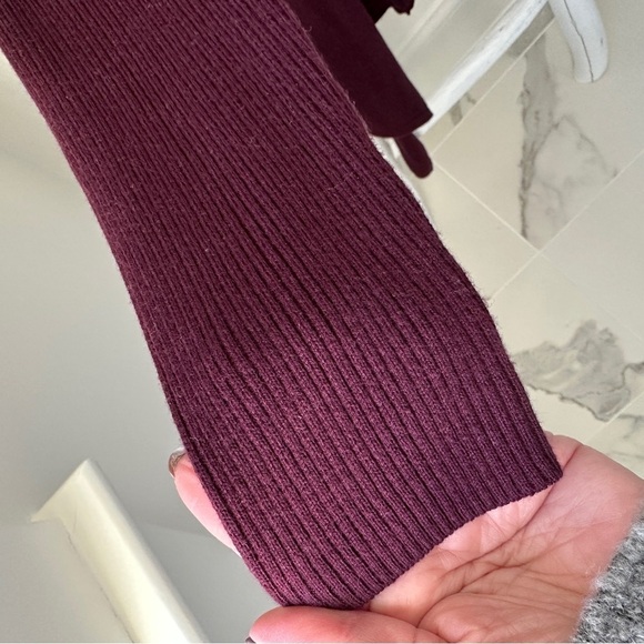 Leith Drape Front Long Duster Lightweight Cardigan Burgandy SZ Medium - Picture 4 of 10